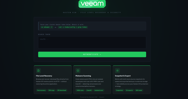 Kasten FLR UI — File Level Recovery, Malware Detection & Scheduled Scanning